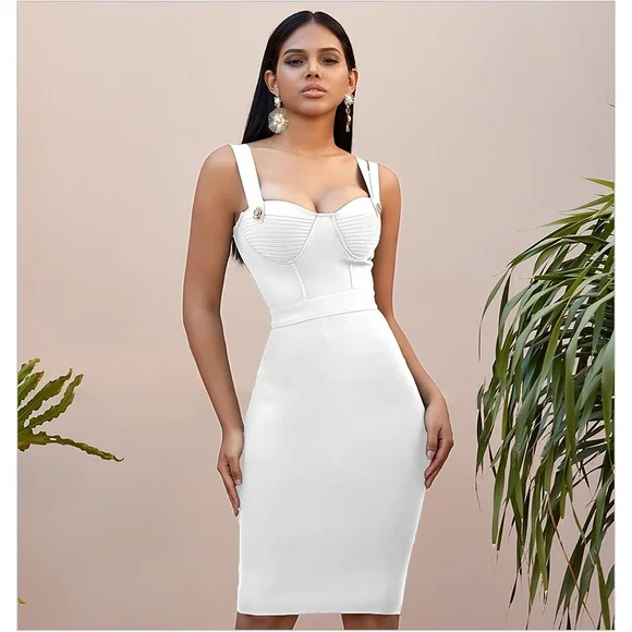 MBM Unlimited Dresses White Sleeveless Embellished Bustier